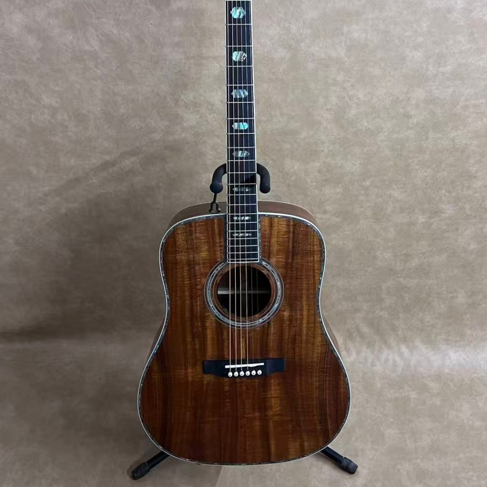 Acoustic Guitar Dreadnought - Tiger‑Streaked Walnut Brown 41 Inch 6‑String