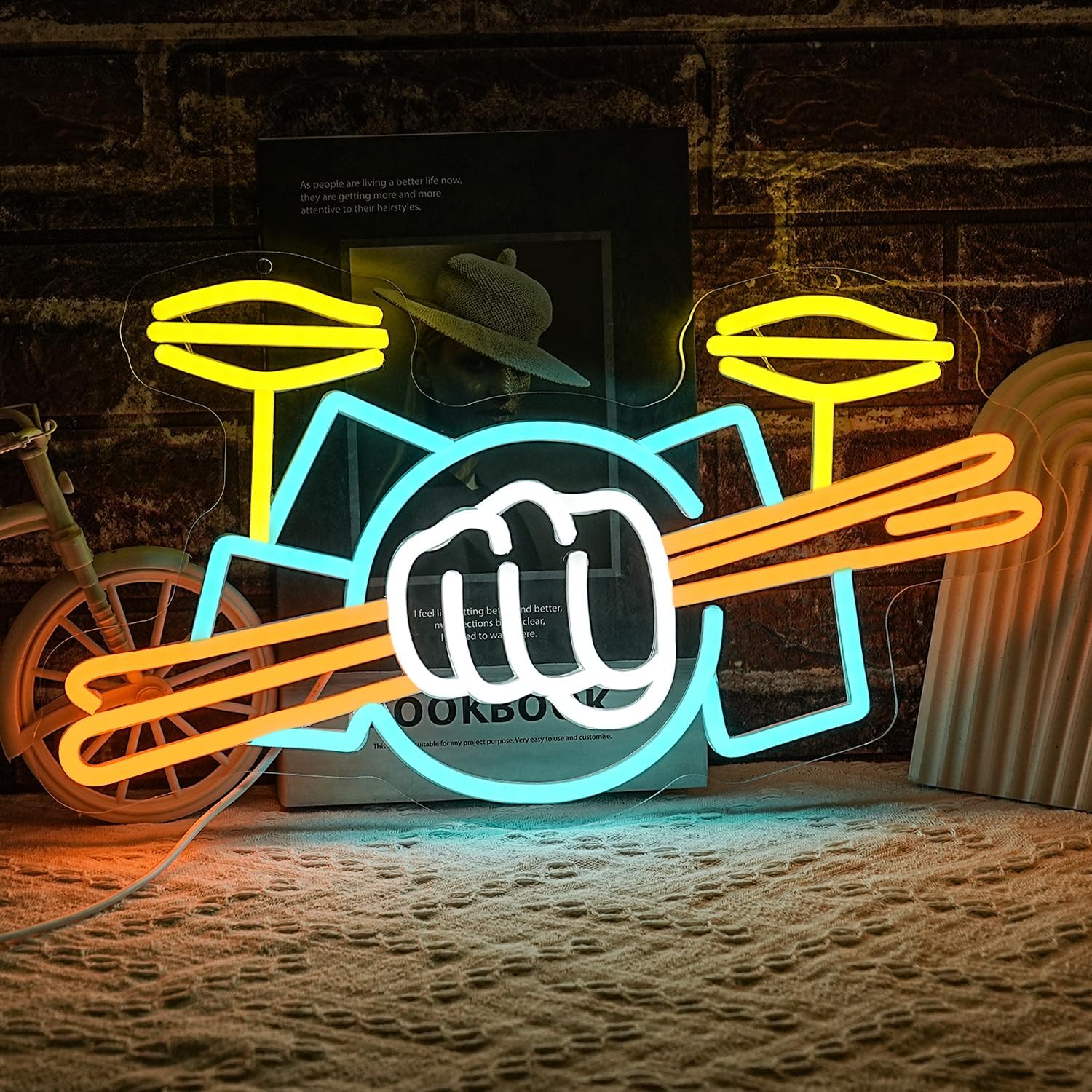 Drum Set Neon Sign USB Powered - огляд і ціна Musical Instrument Of