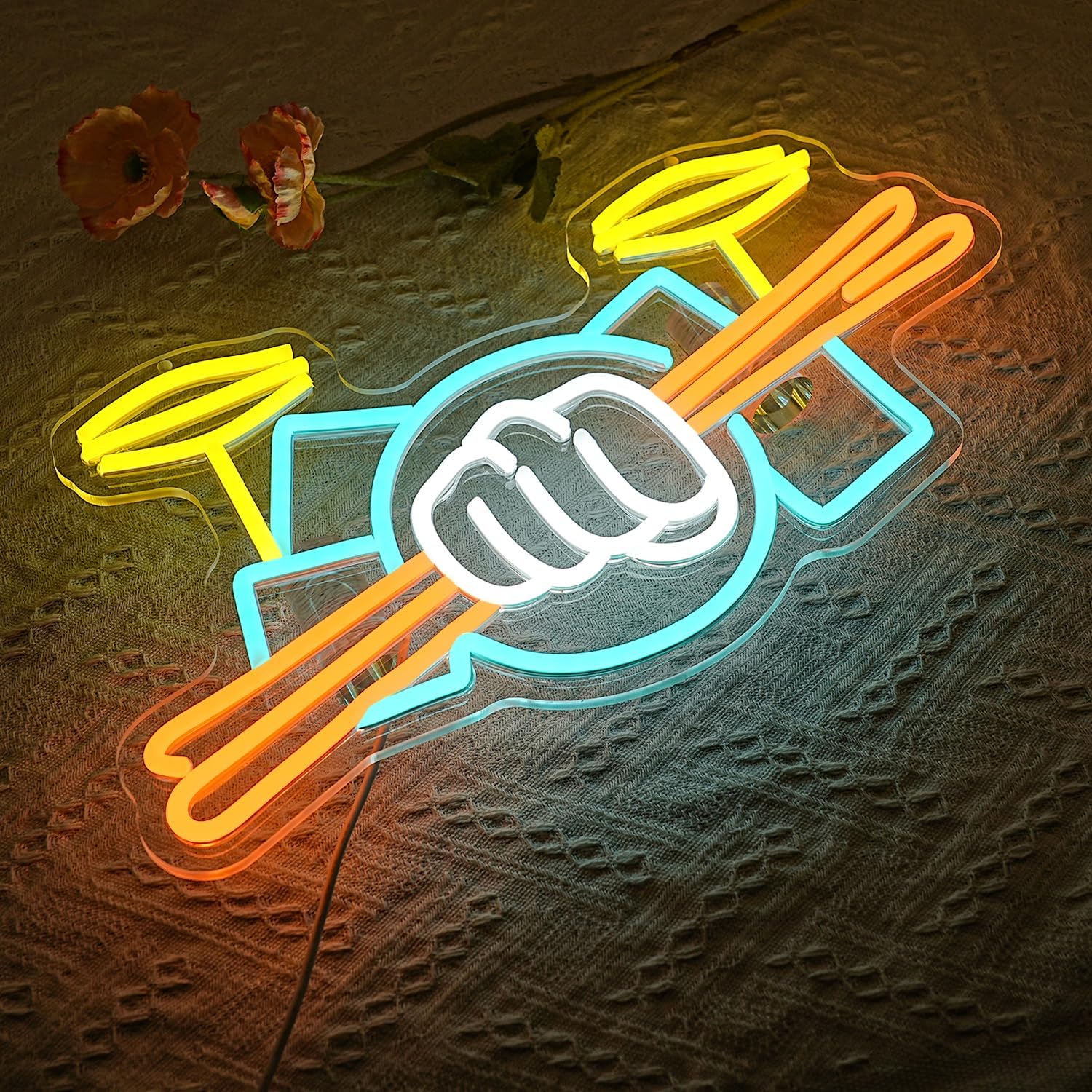 Drum Set Neon Sign USB Powered - огляд і ціна Musical Instrument Of