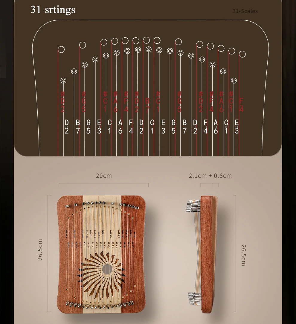 Hluru  Lyre 31 Strings Thumb K - огляд і ціна Musical Instrument Names